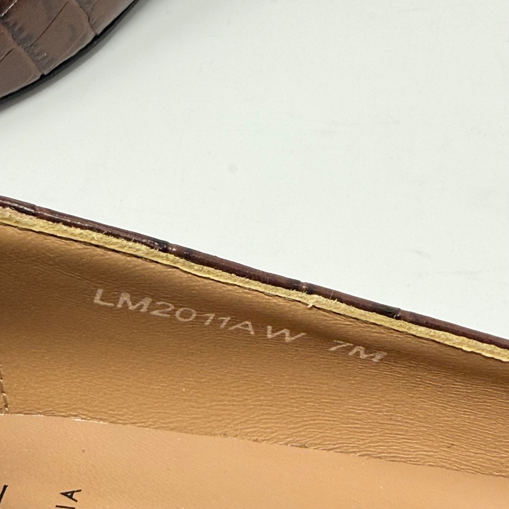 New Aquatalia Judie Luxe Croc Embossed Flat In Brown Sz 7 - Picture 13 of 15